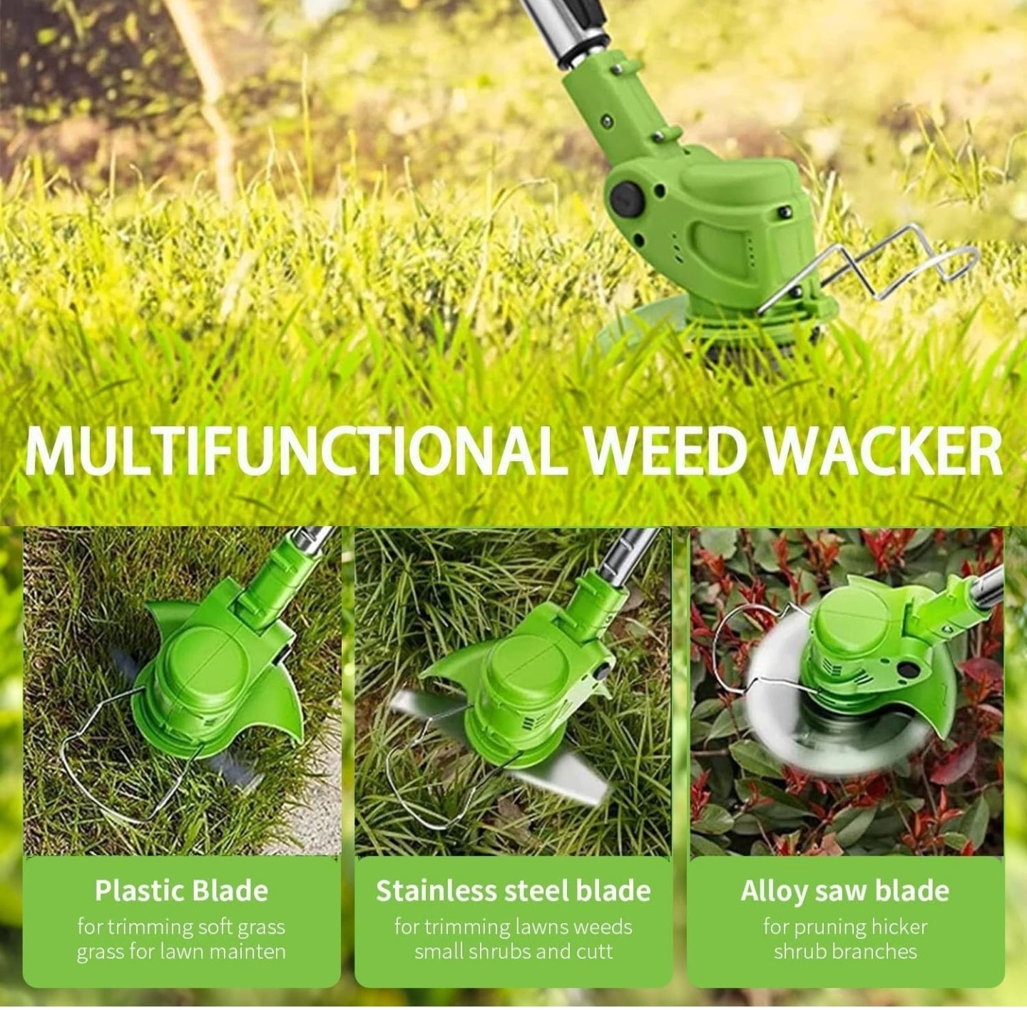 Cordless Strimmer Metal Blade 21V Grass Trimmers, Electric Garden Strimmer cordless, 15cm Cutting Diameter Blade, Battery Strimmer Cordless for Small and Medium Gardens Clearing Shrub Weeds Flower