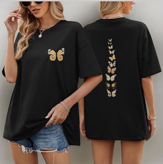 Women's Oversized T Shirts Ladies Summer Tops Plus Size Vintage Graphic Tee Cotton Short Sleeve Tshirts Drop Shoulder Casual Baggy Blouse Tee Shirts