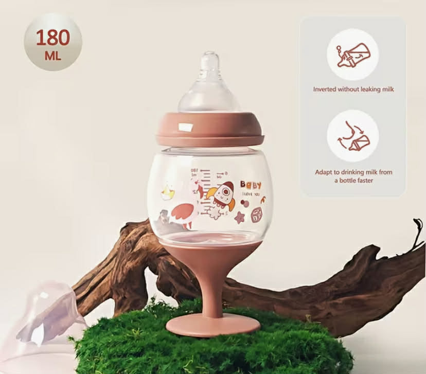 1 pc 180Ml Training Cup, Ideal for Juice And Milk, Featuring a Nipple Design. Perfect for Parties, Holidays, And Birthdays, This Drink Cup Doubles As a Milk Bottle with a Lid, Soft Spout, And Handle for Easy Gripping