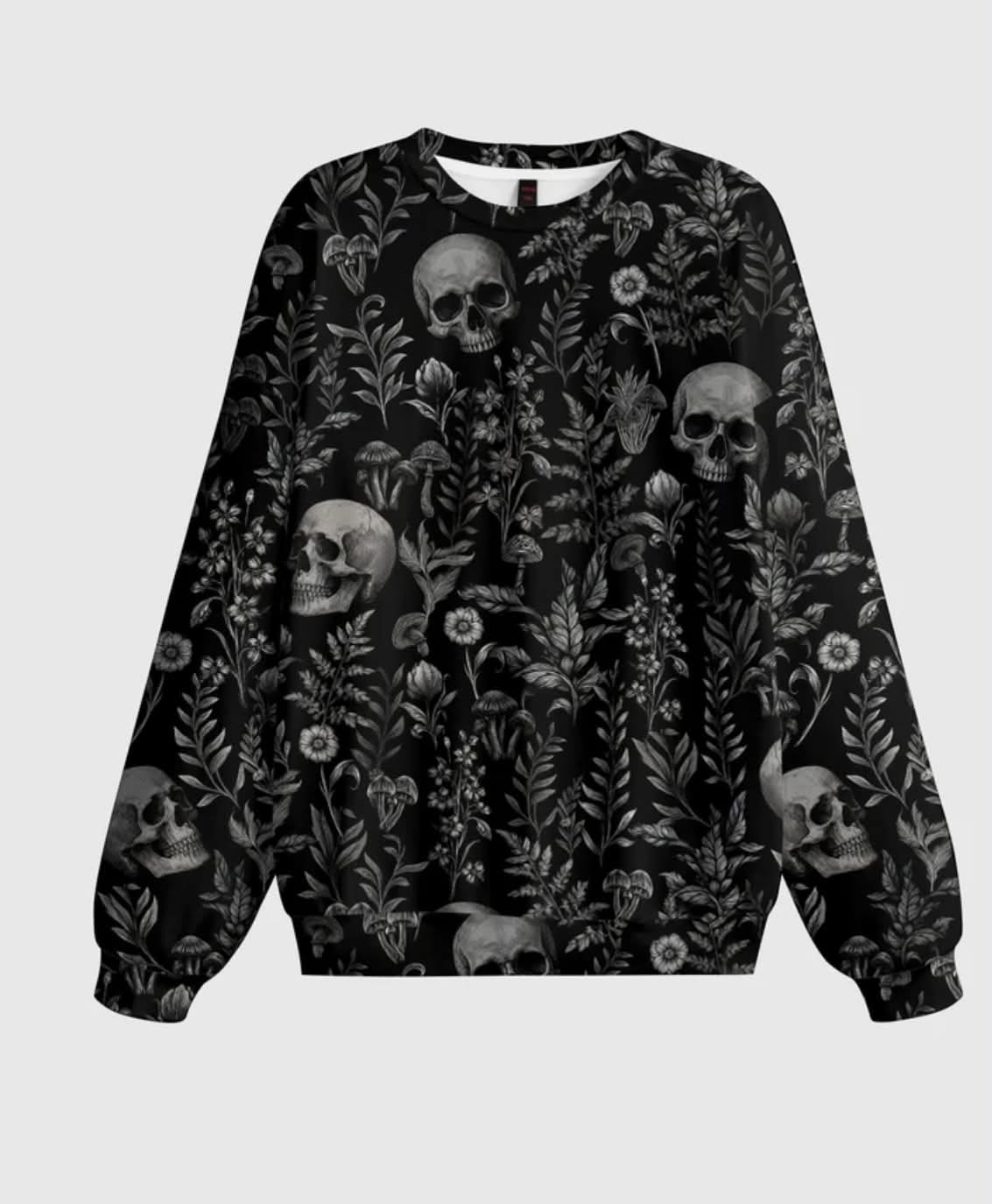 Gothic Dark Forest Skull Gothic Pullover Sweatshirt Plus Size