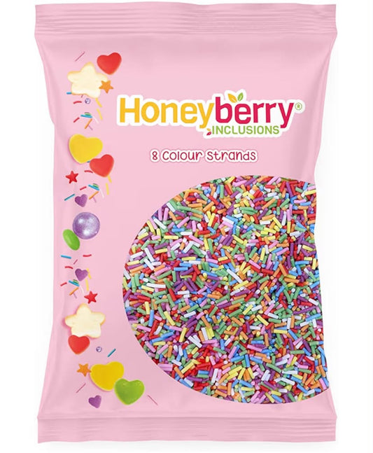 Rainbow Sugar Strands Sprinkles 55g Sachet - Natural Edible Multicoloured Vermicelli Sprinkles