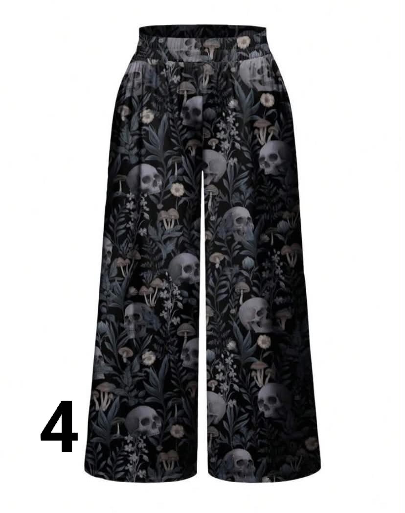 Gothic Dark Snake Print  Pitiful All-Over Print Loose Wide Leg Plus Size Pants
