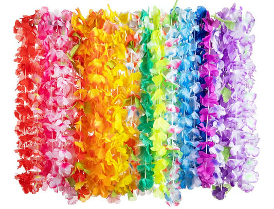 24 Counts Hawaiian Leis Bulk, Tropical Flower Lei Hawaiian Lei Beach Hawaii Luau Party Favors Decoration Birthday Party Supplies