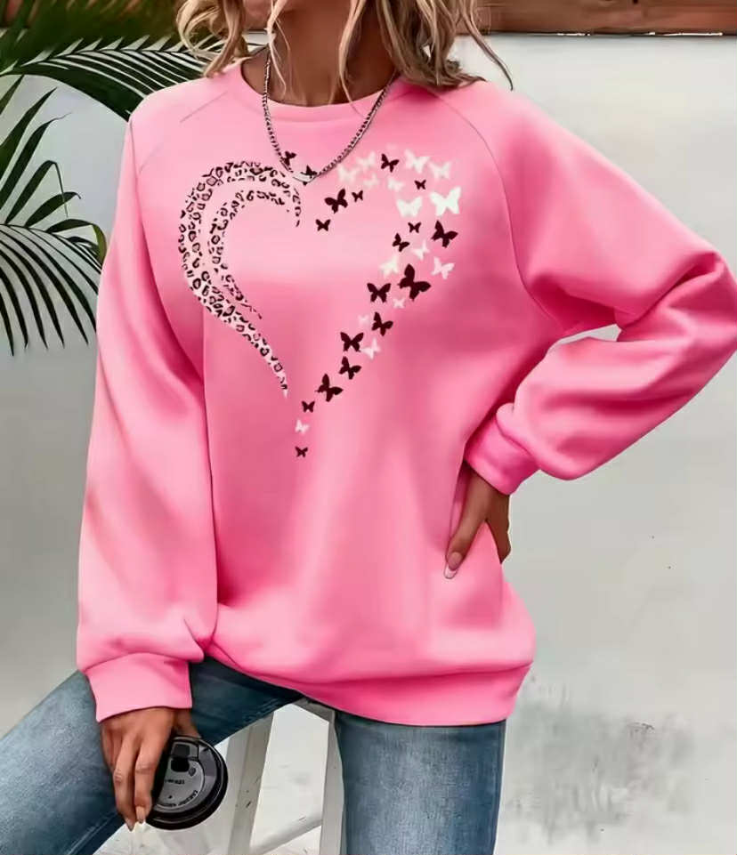 Large-Sized Sweatshirt With A Heart Print
