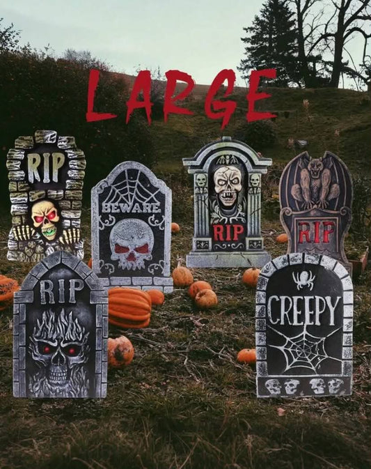 17in Tombstones Yard Sign With Stakes, 6PCS Graveyard Halloween Decorations Scary Gravestone Headstone Lawn Signs Halloween Decor Halloween Tombstones & Cemetery Decorations Waterproof(Large)