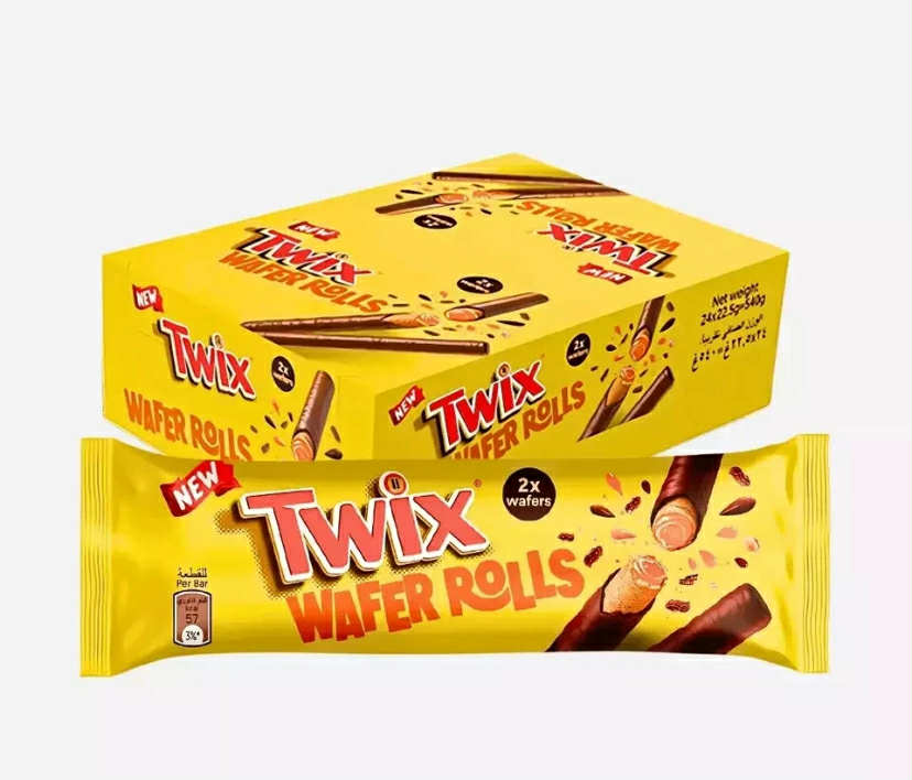 Twix Wafer Rolls Milk Chocolate Bars Full Box of 12 x 22.5g Delicious & Tasty