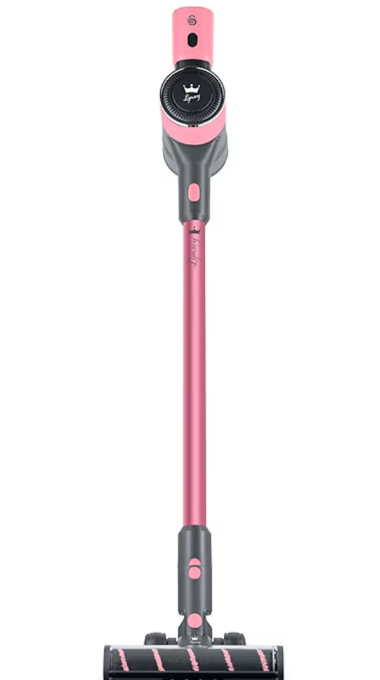 TV’s Queen of Clean Cordless Anti-Tangle Vacuum Cleaner with 2 Speed Control,and Rechargeable Battery, Includes 2-in-1 Crevice Tool, Long Nozzle, Pet Tool,and Wall Mount Kit 22.2V,Pink