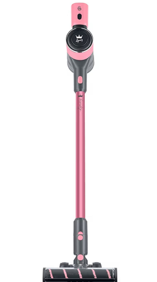 TV’s Queen of Clean Cordless Anti-Tangle Vacuum Cleaner with 2 Speed Control,and Rechargeable Battery, Includes 2-in-1 Crevice Tool, Long Nozzle, Pet Tool,and Wall Mount Kit 22.2V,Pink