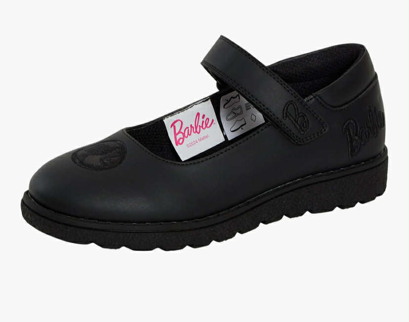 Barbie Girls School Shoes Kids Matt Black Easy Fasten Strong Sole Loafers Shoes for School
