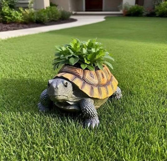 Creative Resin Sea Turtle Planter - Vintage Style Decorative Flower Pot, Suitable For Succulents And Green Plants, Indoor/Outdoor Gardening Decor, Fit For Balcony, Patio, Garden, Sea Turtle Garden Decor, Plant Pot