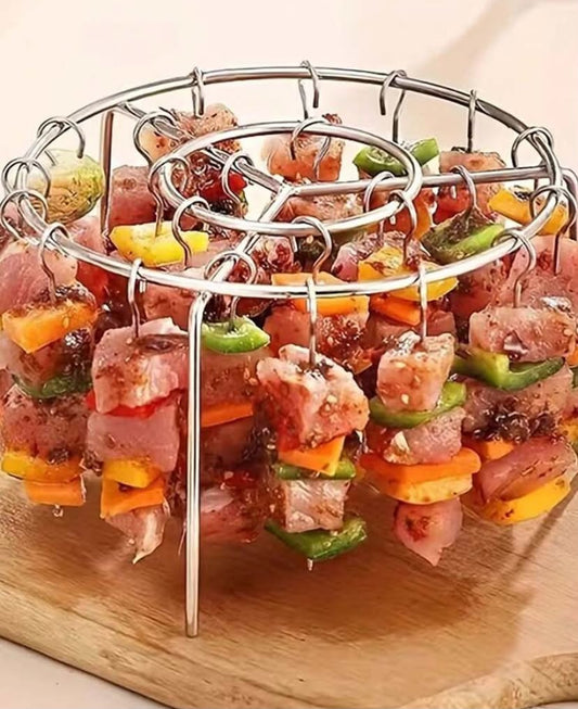 1 pc Air Fryer Vertical Meat Skewer Rack, Home & RV BBQ Accessory, Vertical Air Fryer Grill Rack For Chicken Legs/Wings, Even Heating BBQ Tool