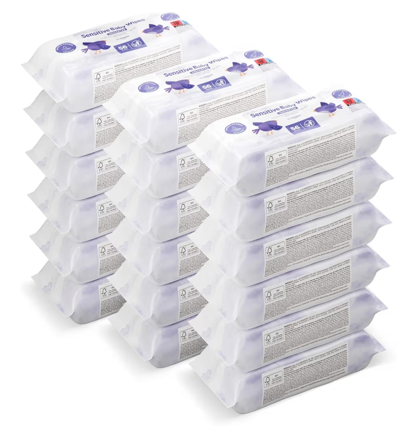 15 Packs of 80 = 1200 Baby Wet Wipes, Unscented, For a Soft And Gentle Clean