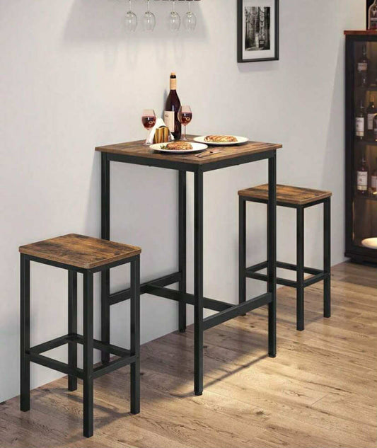 VASAGLE Bar Table, Square Tall Table, Heavy-Duty Steel Frame