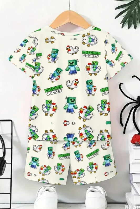 Casual Outfit for Boys, Featuring a Short-Sleeve Pullover And Shorts, Perfect for Outdoor Activities