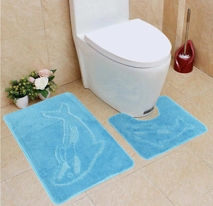 Dolphin Pedestal Non Slip bathroom toilet rug