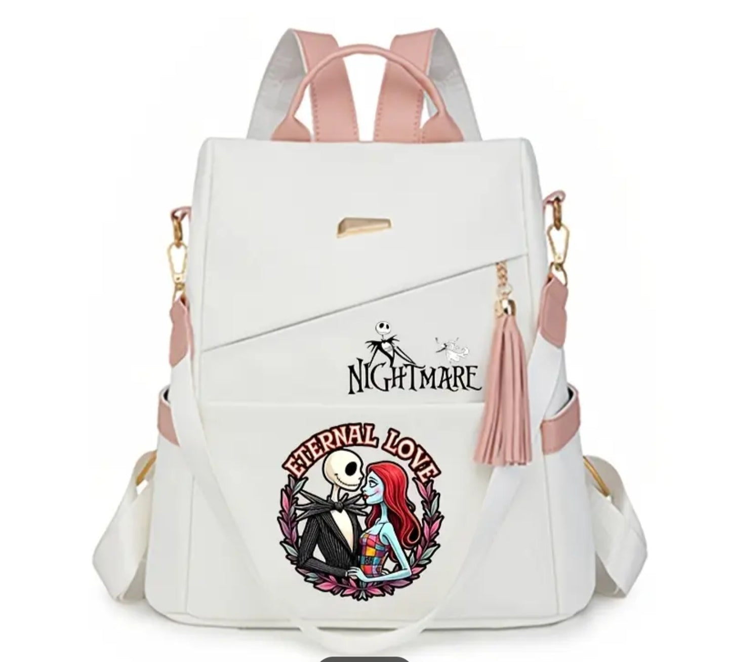 Nightmare Before Christmas Backpack - Large Capacity PU Bookbag with Tim Movie, Travel Daypack for &, Collectible Gift