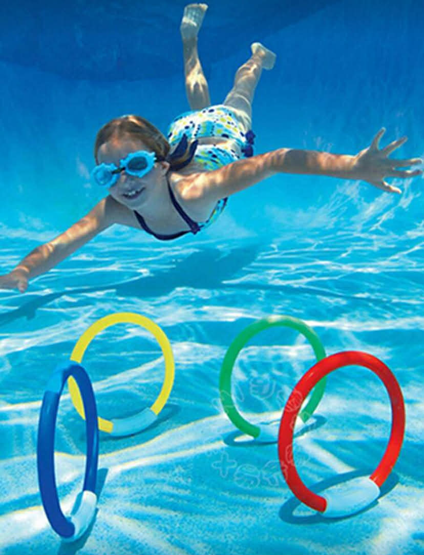 Diving Toys Underwater Diving Play Grass Toys Swimming Breath Holding Exercise Tools, Swimming Pool Diving Ring Toys Summer Diving Pool Sinking Ring Set(3+)