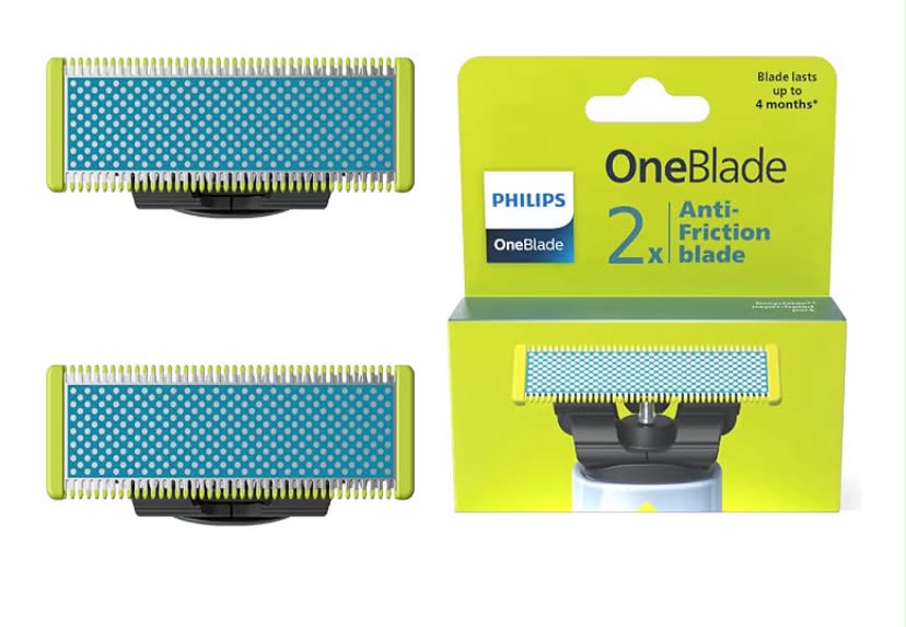 Philips OneBlade First Shave Anti-Friction Blade Head, Compatible with All OneBlade & Pro Electric Shaver & Trimmers, Original from Philips, 2X One Blade