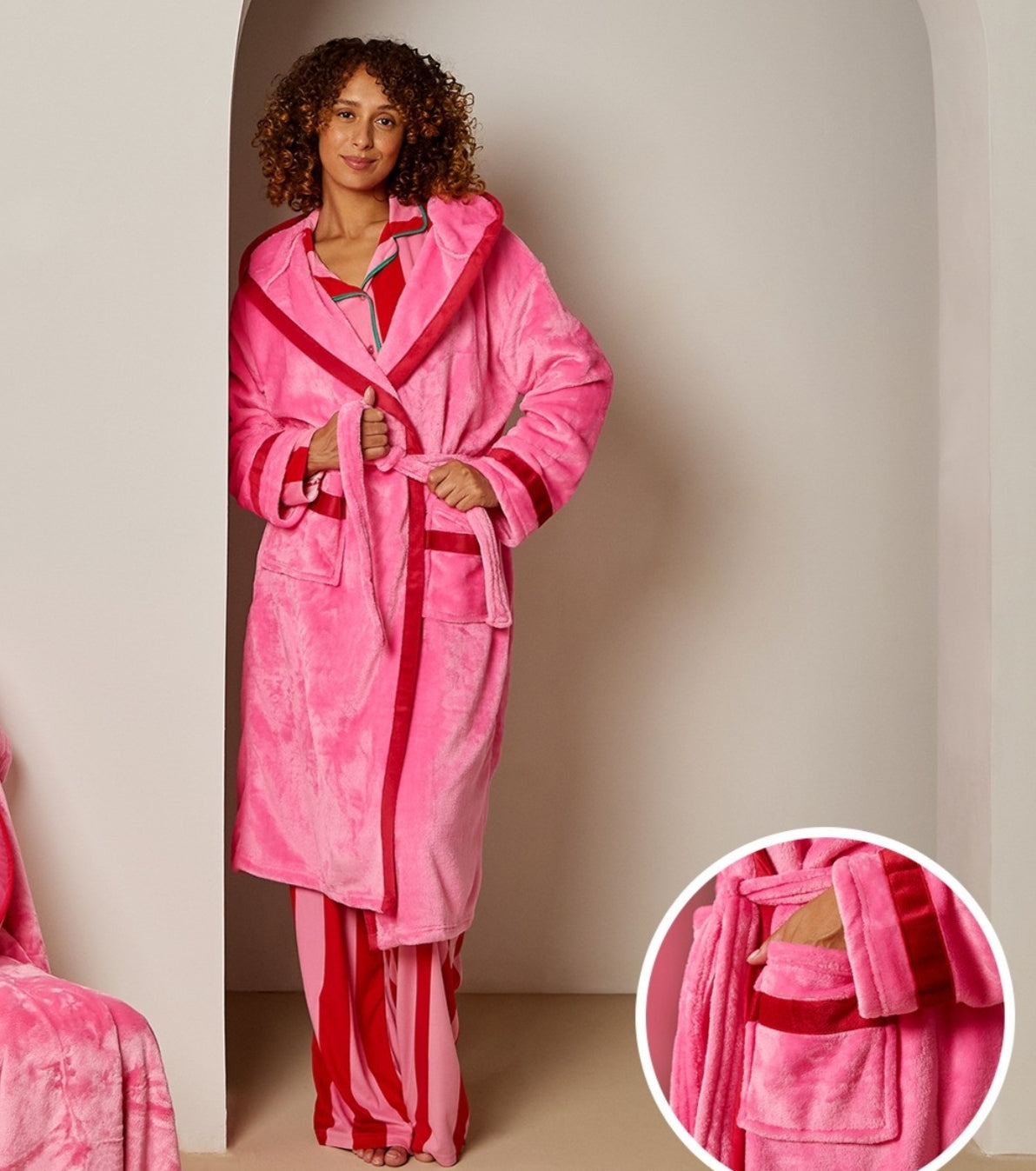 Flannel Fleece Piped Edge Dressing Gown, Adults