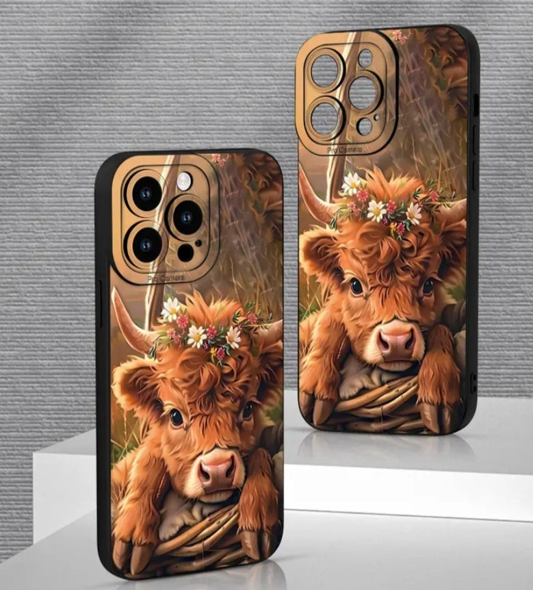 Calf & Floral Wreath Beautiful Oil Painting Art Design Phone Case,