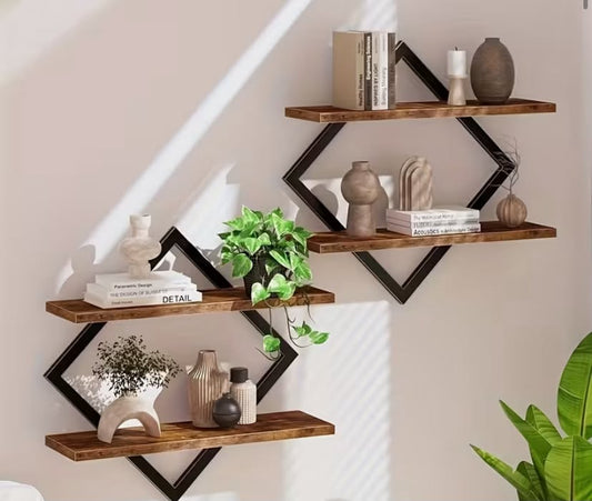 Retro Country Style Wooden Wall-Mounted Shelf Double-Layer Storage Rack Wall-Hanging Wooden Organizer