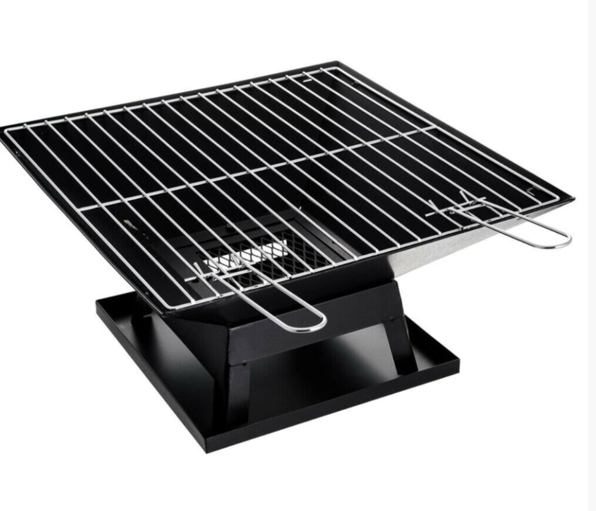 Steel Black Square Patio Heater Portable Fire Pit BBQ Camping Barbecue