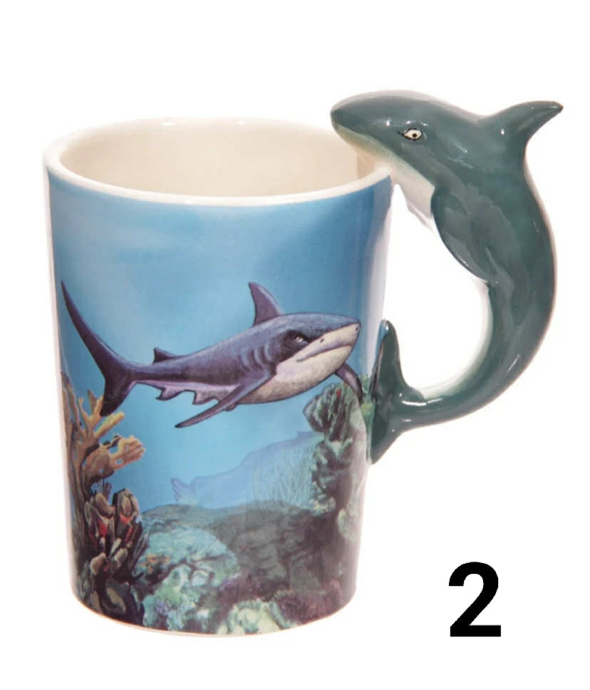 Animal Shaped Handle Ceramic Mug Tea Coffee Cup Novelty Gift Jungle Tropical