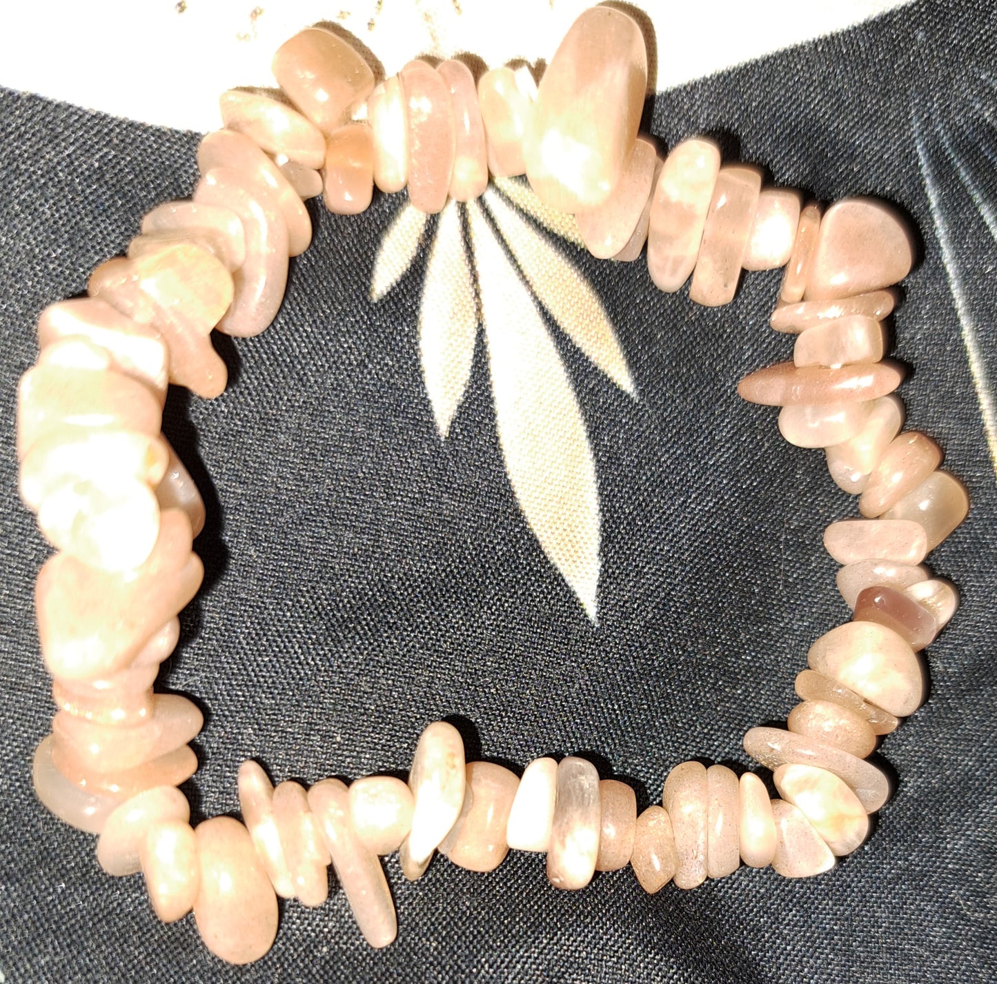 Real crystal Pink Moonstone chip bracelet
