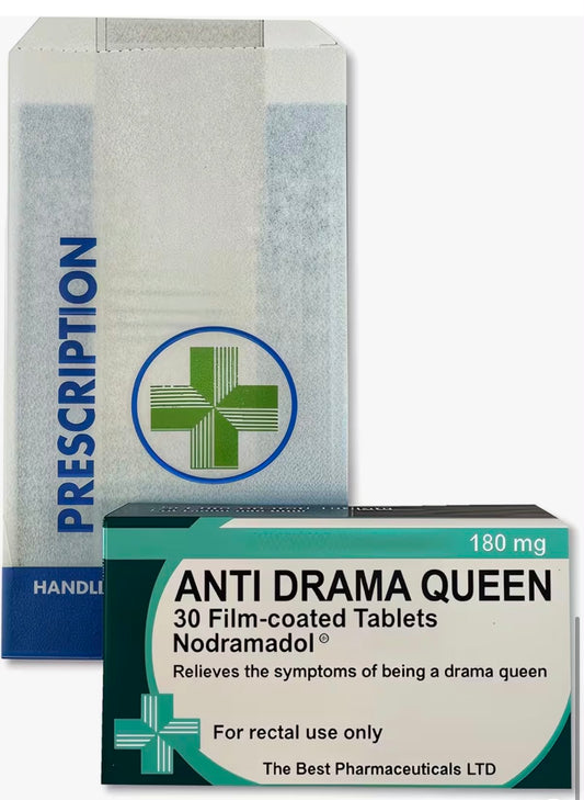 Anti Drama Queen Novelty Joke Pill Tablet Box - Rude Christmas Stocking Filler/Birthday Gift - Silly Present for Husband Wife or Partner