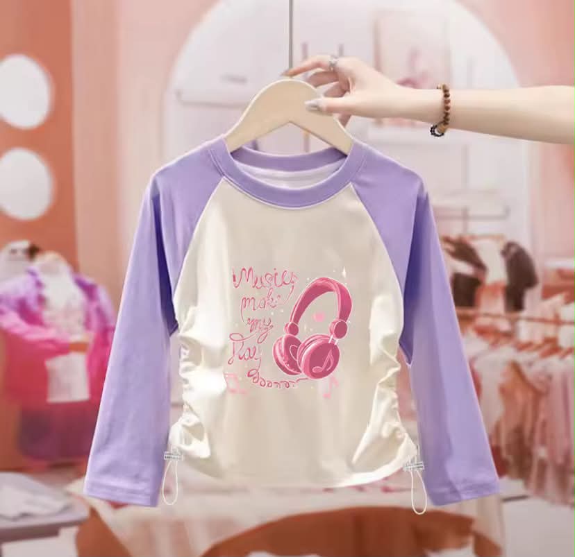 Cute Raglan Long Sleeve Top for Girl