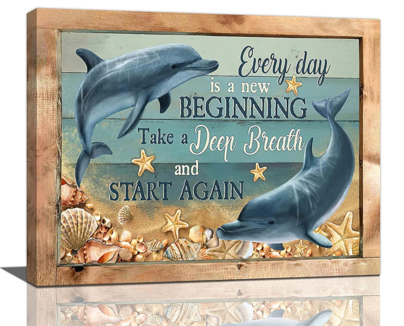 Dolphin Wall Art Ocean Bathroom Decor Pictures Seashell Starfish Canvas