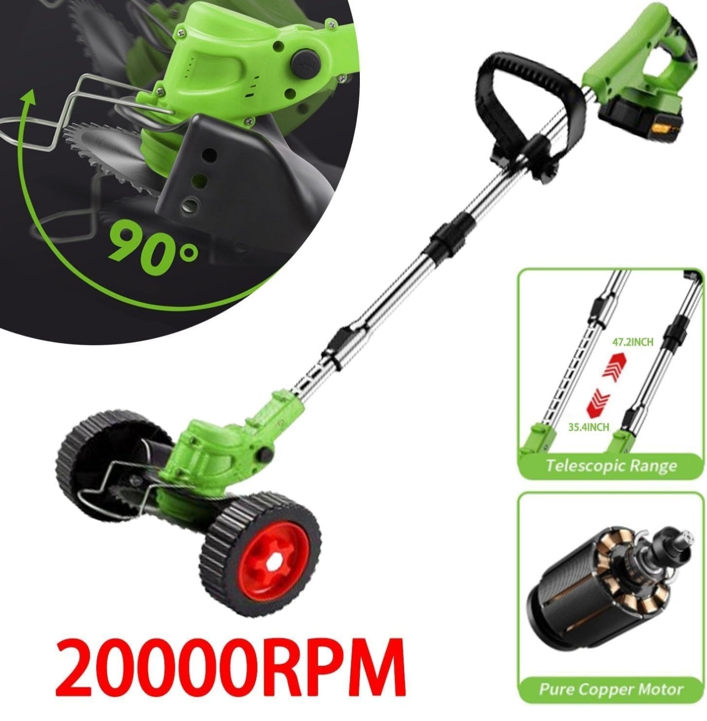 Cordless Strimmer Metal Blade 21V Grass Trimmers, Electric Garden Strimmer cordless, 15cm Cutting Diameter Blade, Battery Strimmer Cordless for Small and Medium Gardens Clearing Shrub Weeds Flower