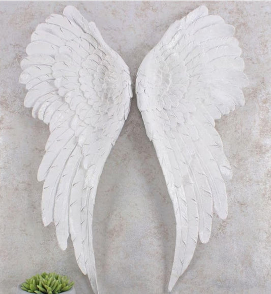 Enchanting White Large Glitter Angel Wings - 54cm x 21.5cm (1 Pair) - Authentic Design, Durable Material - Perfect for Home & Office