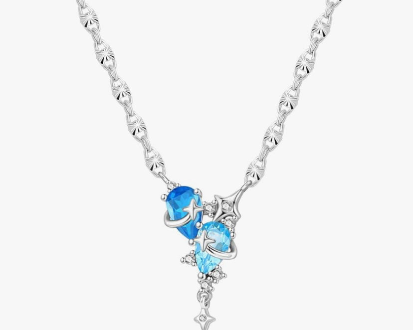 Necklace for Women 925 Sterling Silver Pendant Necklace with Adjustable Chain 40+5CM Layered Double Necklace