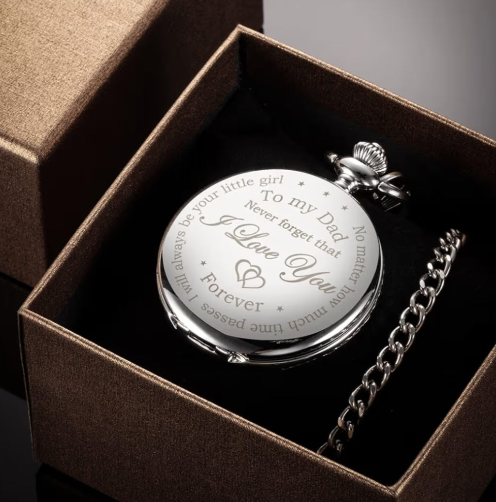 Dad Gift from Daughter to Father Engraved Pocket Watch -