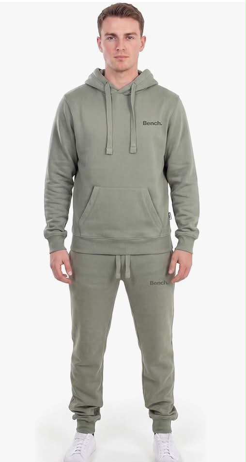 Bench Tracksuit Mens Full Set 2 Piece – Fleece Pullover Hoodie & Jogger Sweatpants Mens Tracksuit, Long Sleeve Sweatshirt with Kangaroo Pocket, Slim Fit Cuffed Joggers, Gym Running Activewear Outfit