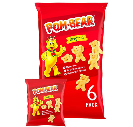 Pom Bear Original Multipack Crisps, Pack of 6 Bear-Shaped Potato Snacks