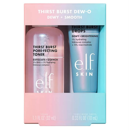 e.l.f. SKIN Thirst Burst Dew-O, Travel-Sized Skincare Set, Exfoliating Facial Toner & Hydrating Serum Drops, Gives Skin a Dewy, Bouncy Glow, Vegan & Cruelty-Free