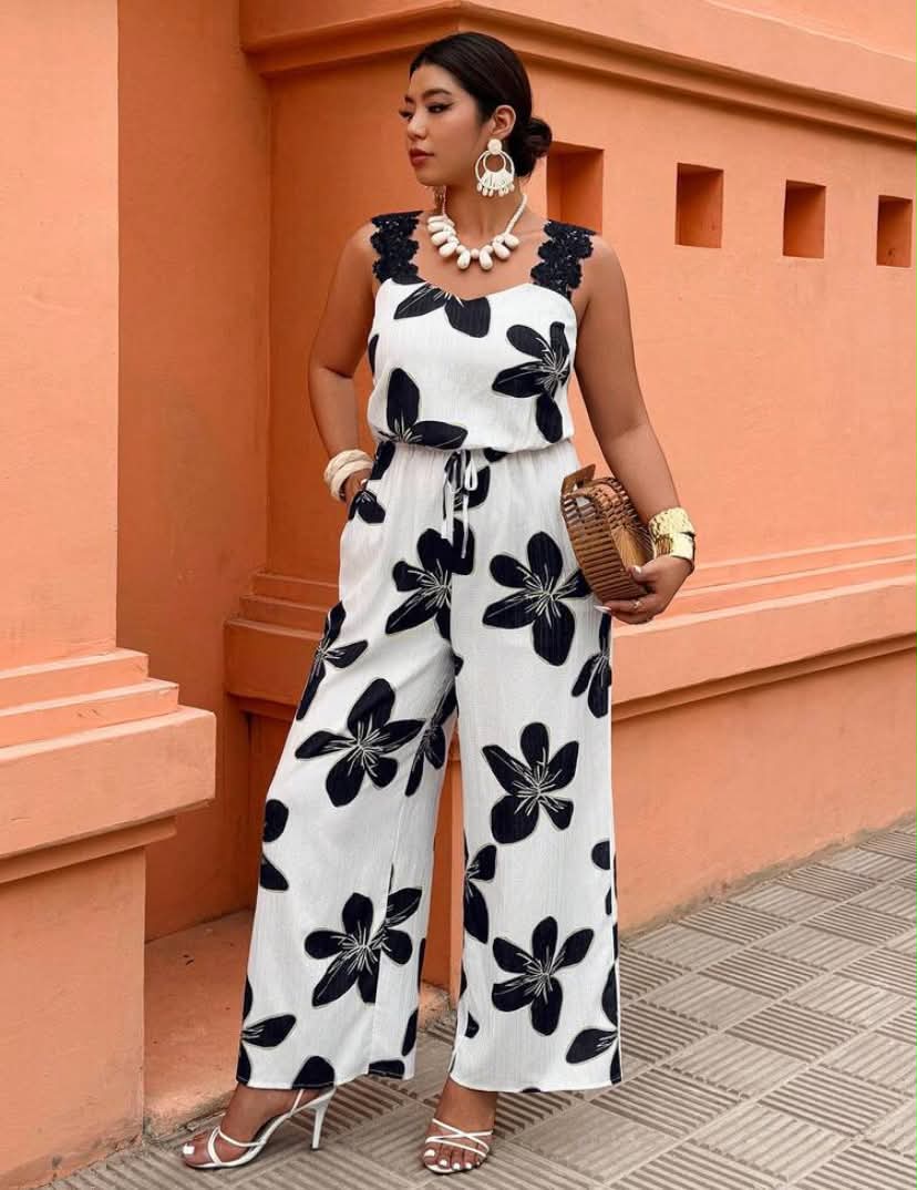 Plus Size Strapless Jumpsuit, Fashionable For Summer