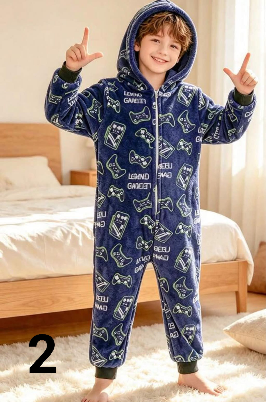 Tween Boys' Video Game Graphic Drop Shoulder Zipper Front Hooded Jumpsuit With Pants