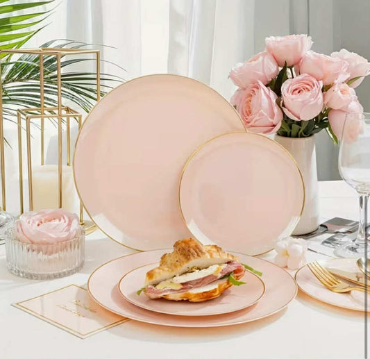40 pcs Pink Dinner Plates, 20pcs 20.32cm Plates, 20pcs Forks Romantic Tableware Set for 20 People