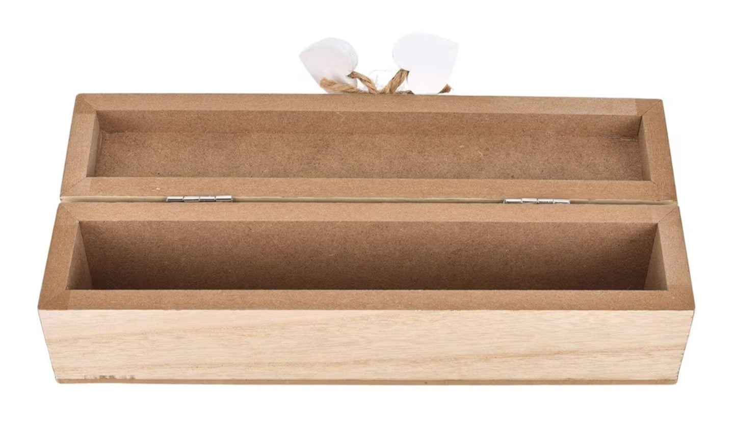 Love Story Wooden Wedding Day Marriage Certificate Holder Box with Hearts