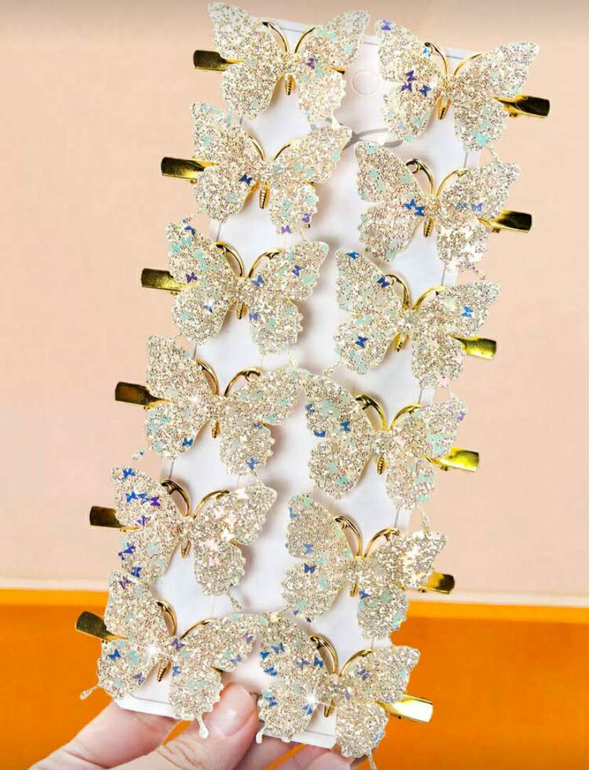 Set of 12 butterfly clips