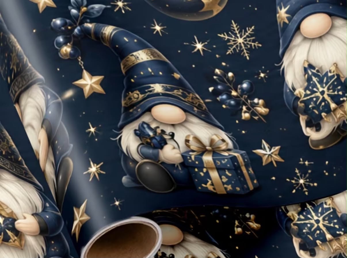 Highland cow, NBC and gnome Christmas wrapping paper