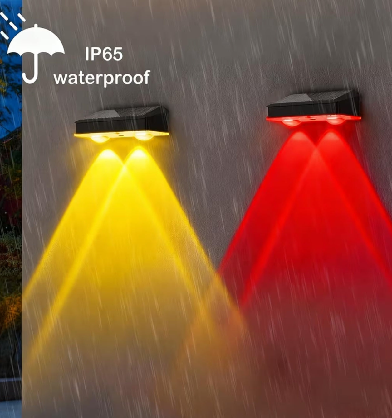 Solar Fence Lights Outdoor Garden, RGB Solar Wall Lights