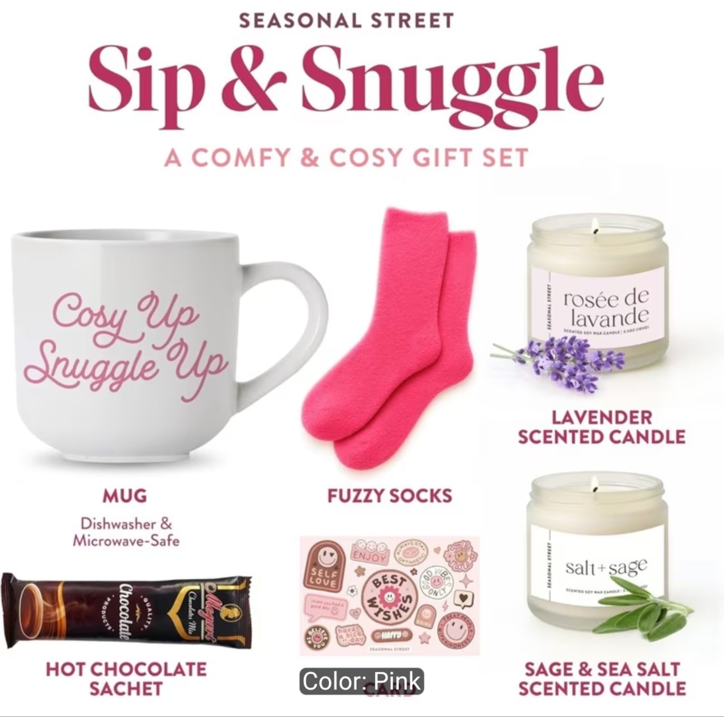 Pamper Gift Set for Women - Gift Box with Socks, Hot Chocolate Sachet & Best Wishes Card