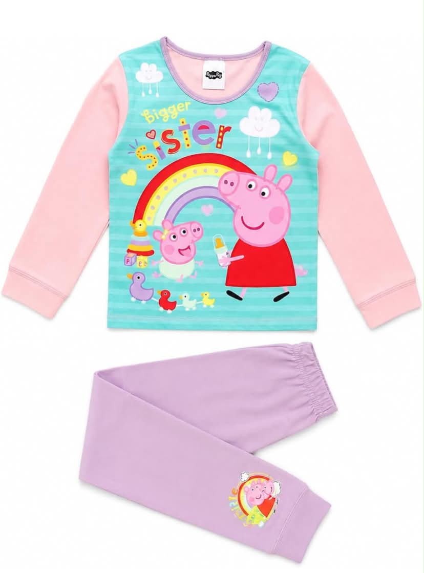 Peppa Pig Girls Pyjamas featuring Peppa and Evie Bigger Sister,