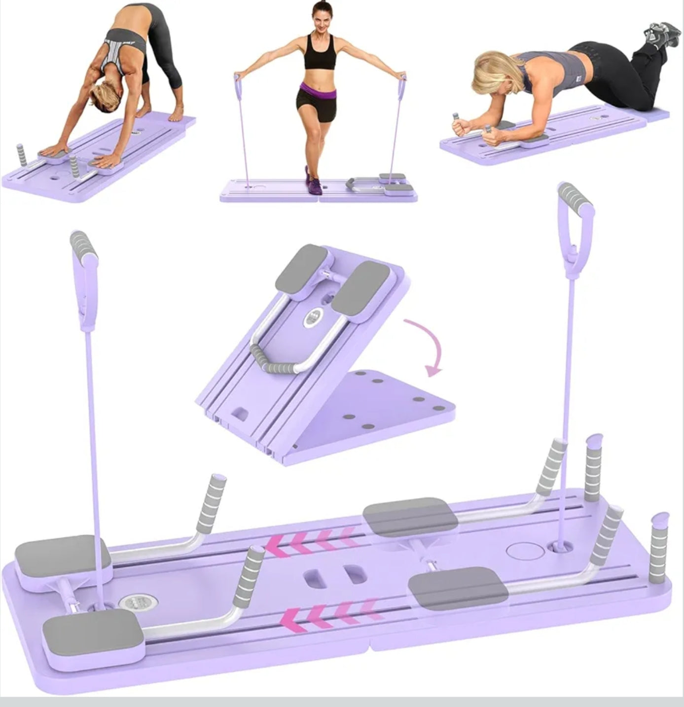Pilates Reformer Machine, 5 in1 Multifunctional Abdominal Board with LED Counter