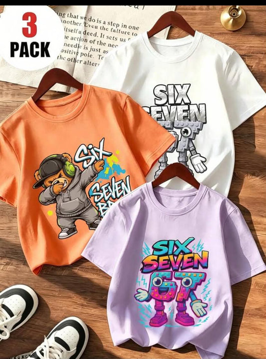 3 pcs Tween Boy Funny Slogan Print Short Sleeve T-Shirt, Student Youth Clothing, Summer Gift For Kids