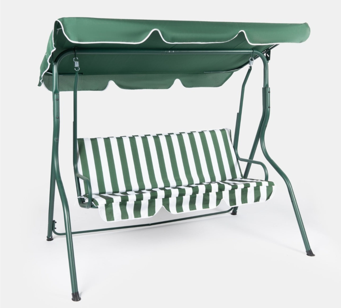 Seater Swing Bench With Canopy - Green/White Stripe